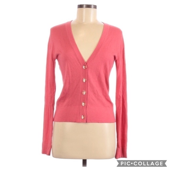 Lilly Pulitzer Wool Blend Coral Button Up Cardigan